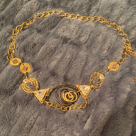 Gold Chain belt with Geometric crystal Accents fully adjustable main image 8
